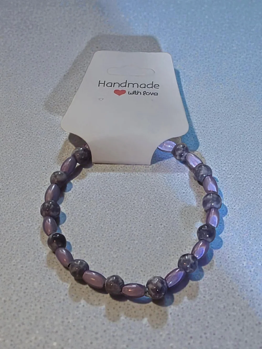 Handmade Purple Beaded Stretch Bracelet